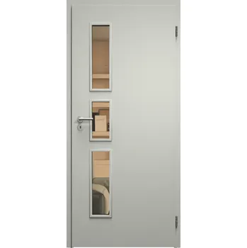 Interiérové dveře SAPELI ELEGANT KOMFORT M33 - CPL LAMINÁT - OTOČNÉ DVEŘE VČ. ZÁRUBNĚ - Šedá Průchozí šířka (cm): 80, Průchozí výška (cm): 197, Typ skla: Planibel bronz