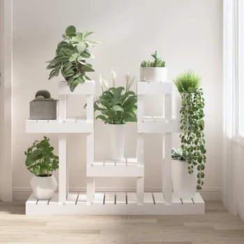 Stojan na květiny Stojan na rostliny bílý 104,5x25x77,5 cm masivní borové dřevo Bílá822098