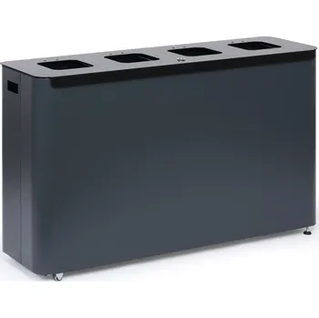 Odpadkový koš Alda Odpadkový koš na tříděný odpad, 4 x 60 l, lakovaný šedý