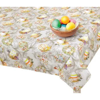 ubrus Brotex Velikonoční ubrus vajíčka na šedé Rozměr: 120x140