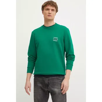 Pánská mikina Bavlněná mikina Tommy Hilfiger pánská, zelená barva, s potiskem, MW0MW38673 77X, vel. L