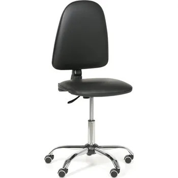 Pojízdná dílenská pracovní židle TORINO bez područek, permanentní kontakt, měkká kolečka, černá