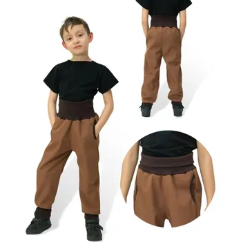 Chlapecké kalhoty Esito (ušito v ČR) Dětské rostoucí softshellové kalhoty Sport Esito s fleecem hnědé 86-146