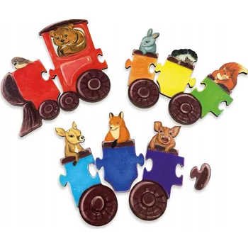 Vemkel Puzzle 9dílné dřevěné puzzle "Duhová auta "