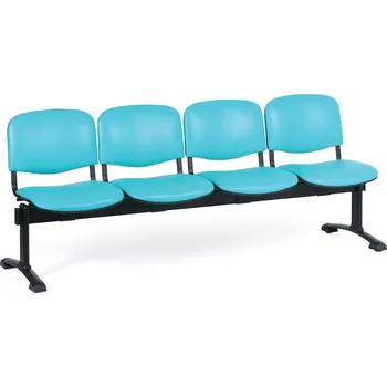 Antares Kožená lavice do čekáren VIVA, 4-sedák, tyrkysová