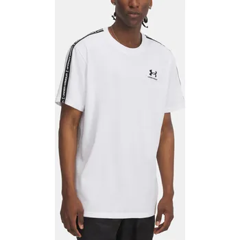 Pánské tričko Under Armour UA Icon HWT Tee Taping 1390300-100 Bílá XL