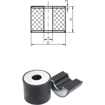 Silentblok motoru Silentblok průchozí GH, průměr 80mm / průměr 25mm, výška 40mm