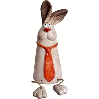 Zahradní dekorace Dekorace na plot zajíc větší, oranžová, keramika, 10,5x10x23cm