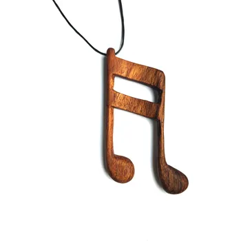 Přívěsek Ručně vyřezávaný dřevěný přívěsek na krk Šestnáctinové noty