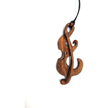 Přívěsek Ručně vyřezávaný dřevěný přívěsek na krk Housle