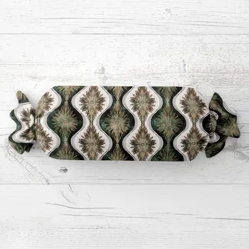 Dekorativní polštářek Polštář válec bonbon Sandra SA-542 Okrasné hvězdy na zeleném/bílém 15x60 cm