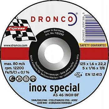 Řezný kotouč Kotouč 125x1,6 mm pro řezání INOX SPECIAL DRONCO