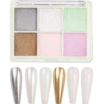 Sada chromových pigmentů na nehty 6ks č. 7