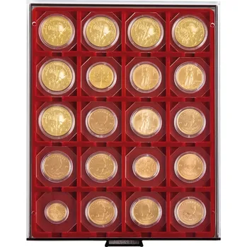 Obal pro sběratelský předmět Lindner 20 čtvercových polí do 50 mm Barva: Vínová