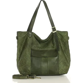 Kabelka Marco Mazzini Velká protkaná shopper taška přes rameno MARCO MAZZINI; zelená
