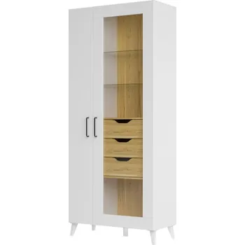 Knihovna Vitrína PIRASTU 12 2D3S ořech americký/bílá