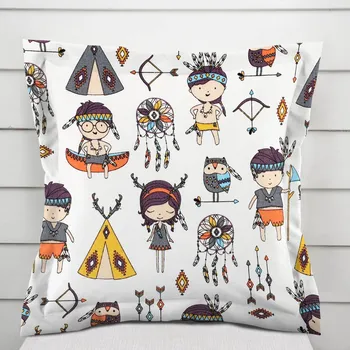 Povlak na polštářek Dětský bavlněný povlak na polštář s lemem Sandra SA-045 Malí indiáni 50 x 50 cm