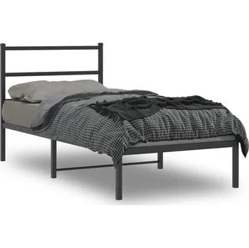 Postel vidaXL Kovový rám postele s čelem 90 x 190 cm [355357] Barva: Černá