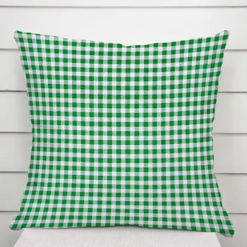 Povlak na dekorativní polštářek Bavlněný povlak na polštář Sandra SA-058 Zeleno-bílé kostičky 35 x 45 cm