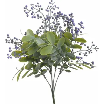 umělá květina trs listů s pupeny - fialová