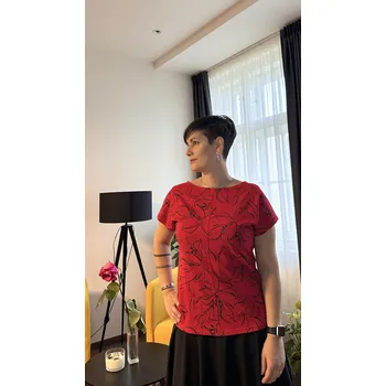 Pánské tričko pOlie Tričko - červené květy Velikost: 36