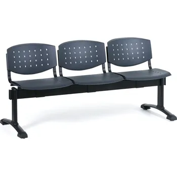 Antares Plastová lavice do čekáren TONY, 3 místa, šedá