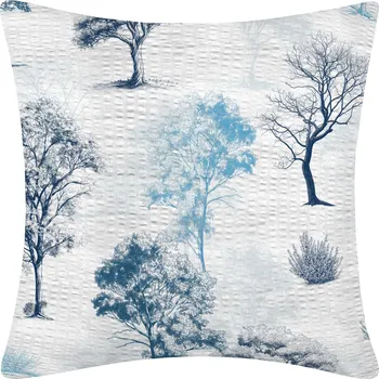 Povlečení DARRÉ Krepový povlak na polštář Stíny stromů - modrý Velikost: 70 x 90