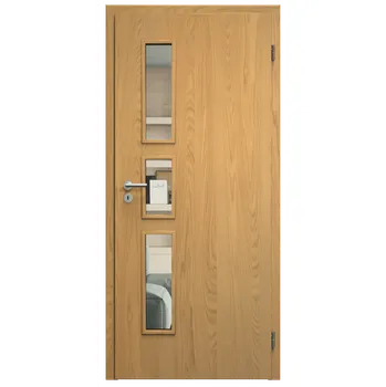 Interiérové dveře SAPELI ELEGANT KOMFORT M33 - DÝHA - OTOČNÉ DVEŘE VČ. ZÁRUBNĚ - Dub natur Průchozí šířka (cm): 90, Průchozí výška (cm): 197, Typ skla: Čiré sklo