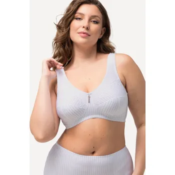 Podprsenka Ulla Popken, Plus size Odlehčující podprsenka, bez kostic, s přívěškem, košíčky C-G pro plnoštíhlé nadměrná velikost, 658495200-1105, bílý, 110E, Nadměrné velikosti, Plus size oblečení, Oblečení pro boubelky, Oblečení pro baculky, Oblečení pro plnoštíhlé,
