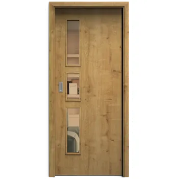 Interiérové dveře SAPELI ELEGANT KOMFORT M33 - CPL LAMINÁT - POSUVNÉ DVEŘE VČ. ZÁRUBNĚ - Dub sukatý Průchozí šířka (cm): 90, Průchozí výška (cm): 197, Typ skla: Planibel bronz