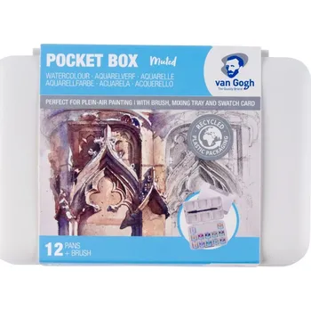 Speciální výtvarná barva Van Gogh sada akvarelových barev, 12 půlpánviček, tlumené odstíny, plast. krabička