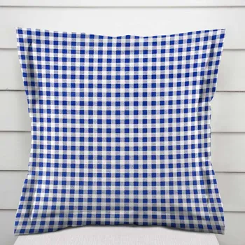 Povlak na dekorativní polštářek Bavlněný povlak na polštář s lemem Sandra SA-057 Modro-bílé kostičky 40 x 60 cm