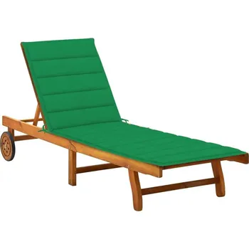 Zahradní lehátko vidaXL Zahradní lehátko s poduškou masivní akáciové dřevo [3061347] Barva: Zelená