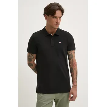 Pánské tričko Bavlněné polo tričko Tommy Jeans černá barva, DM0DM20676 99X, vel. L