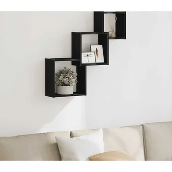 Obývací pokoj vidaXL Nástěnné police kostka 68x15x68 cm dřevotříska [800276] Barva: Černý dub