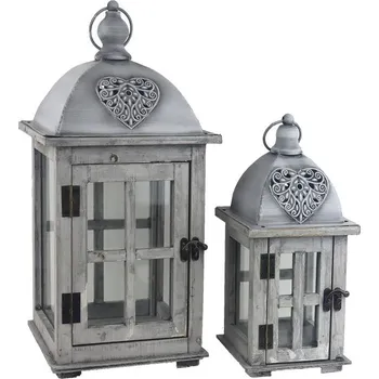 Svícen Dřevěná lucerna, S/2 D7098