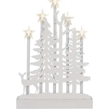 Emos DCAW13 LED dekorace dřevěná – les s hvězdami, 35,5 cm, 2x AA, vnitřní, teplá bílá, časovač