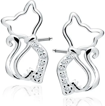Náušnice Olivie Stříbrné náušnice KOČKA 9431 Ag 925; ≤1,1g.