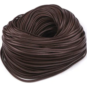 Kožený řemínek plochý šíře 3 mm metráž, barva 2 hnědá tmavá