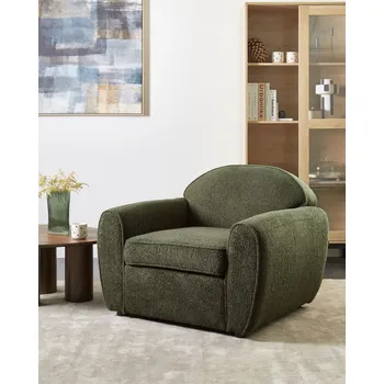 Křeslo Křeslo tmavě zelené čalounění buklé s područkami moderní klasický styl obývací pokoj Beliani