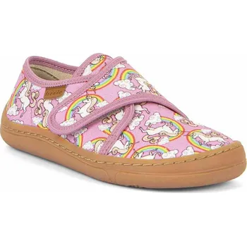 Dívčí tenisky Froddo Barefoot dětské tenisky/přezůvky plátěné Canvas G1700408-4 Růžové Jednorožci Velikost: 28