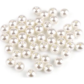 Dětské navlékací korálky Plastové voskové korálky / perly Glance Ø8 mm - F21 perlová tmavá (20 g)