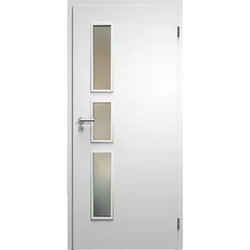 Interiérové dveře SAPELI ELEGANT KOMFORT M33 - CPL LAMINÁT - OTOČNÉ DVEŘE VČ. ZÁRUBNĚ - Bílá pór Průchozí šířka (cm): 70, Průchozí výška (cm): 197, Typ skla: Satináto bílé