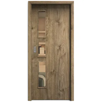 Interiérové dveře SAPELI ELEGANT KOMFORT M33 - CPL LAMINÁT - POSUVNÉ DVEŘE VČ. ZÁRUBNĚ - Dub sherwood Průchozí šířka (cm): 90, Průchozí výška (cm): 197, Typ skla: Planibel bronz