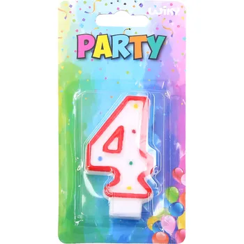 Dortová svíčka Párty svíčka číslo 4 Červená