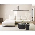 Pravá rohová pohovka krémově bílá polyesterové čalounění ocelové nohy nastavitelné boční područky a opěradlo nábytek do obývacího pokoje Beliani