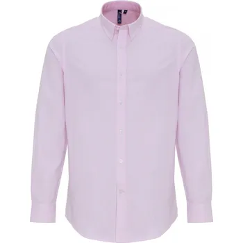 Pánská košile Premier Košile Oxford PR238, pruhovaná, dlouhý rukáv COT39023862201-white/pink S Bílá/růžová