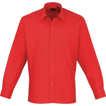 Pánská košile Premier Košile PR200, popelínová, dlouhý rukáv COT390200m070r-strawberry 48 Červená jahodová