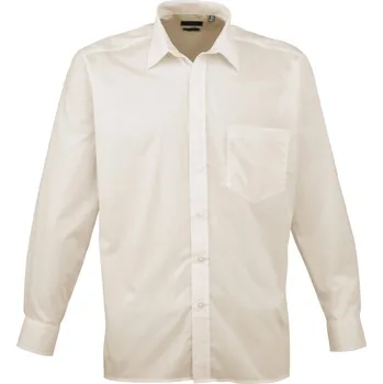 Pánská košile Premier Košile PR200, popelínová, dlouhý rukáv COT3902001000n-natural Naturální 44,5