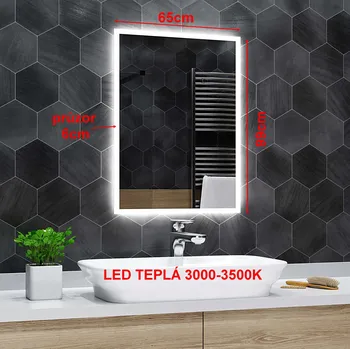 Zrcadlo Koupelnové zrcadlo 65x99cm BOSTON s led podsvícením